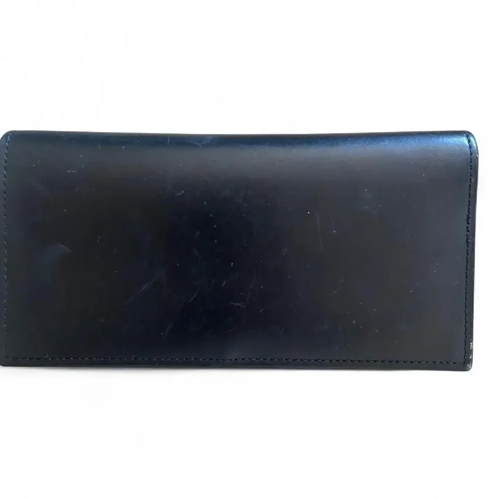 Black leather wallet with cowhide accent & cross emblem EUC Biker goth Studded‎